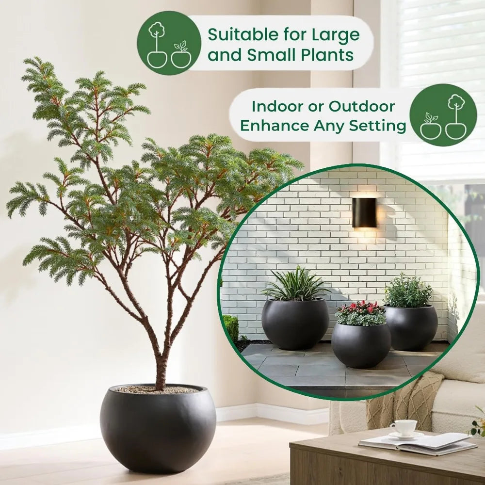 FloraFairy Fiberstone Orb Planter Drainage Hole Weatherproof