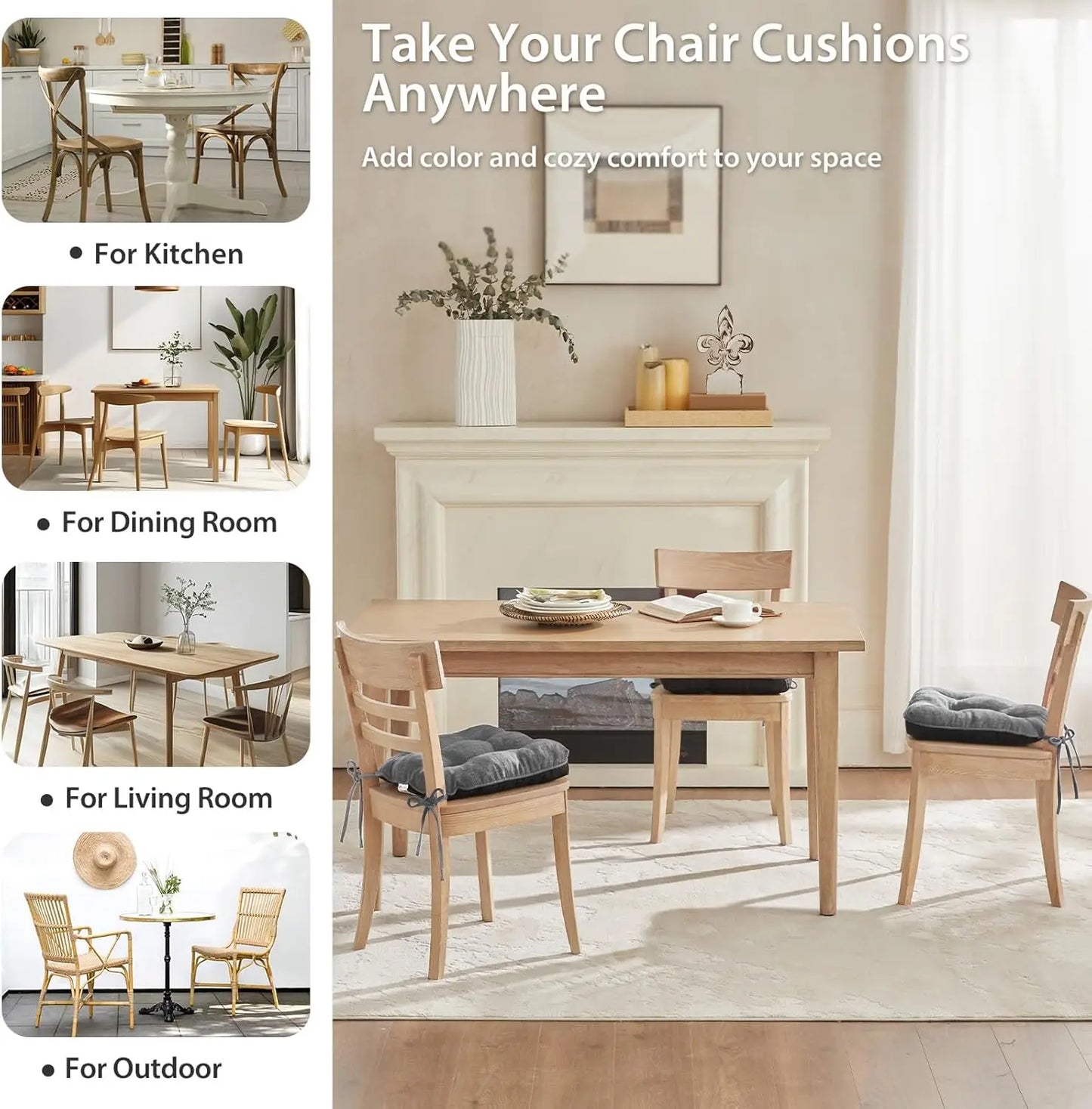 RBXC Quilmfoam Kitchen Chair Cushions Tufted Memory Foam