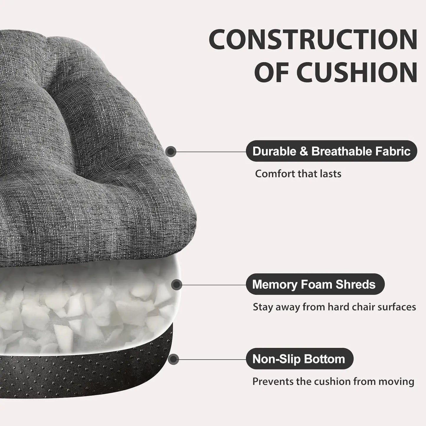 RBXC Quilmfoam Kitchen Chair Cushions Tufted Memory Foam