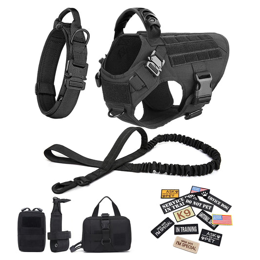 PETRAVELCN Military Dog Harness Vest Set Malinois Training