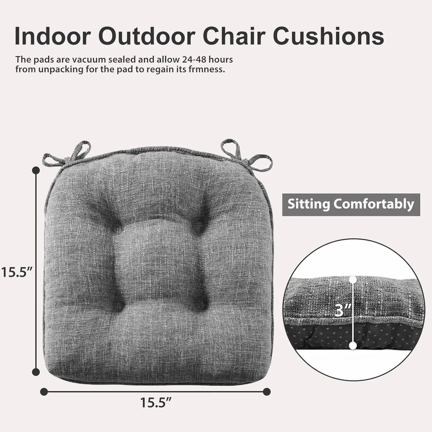 RBXC Quilmfoam Kitchen Chair Cushions Tufted Memory Foam