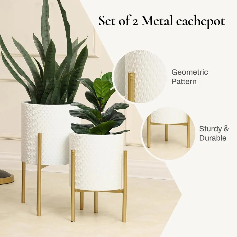 JIAOYING Indoor Plant Planters Set With Metal Stand