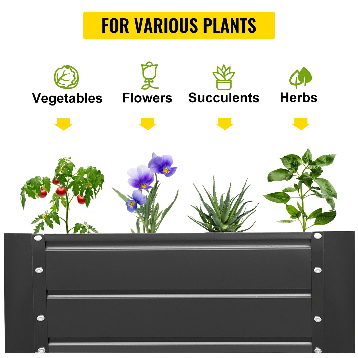VEVOR Galvanized Steel Raised Garden Bed Planter Box