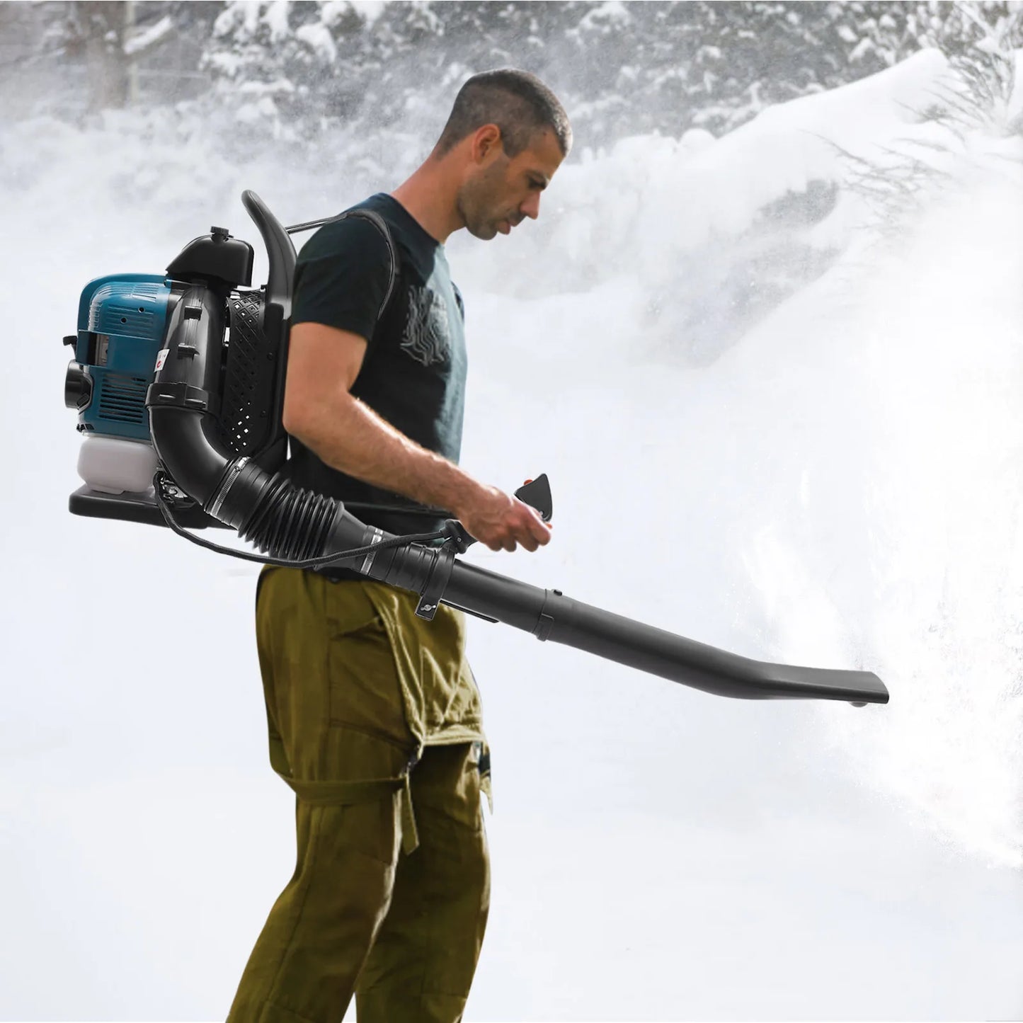 Bymaocar Gas Leaf Blower Backpack 4 Stroke Engine BBX9900