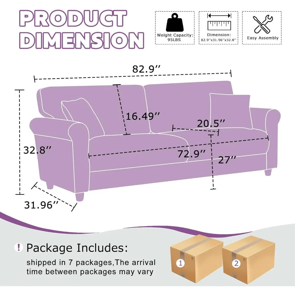 HUANZHUANG Modern Velvet Loveseat Sofa For Living Room