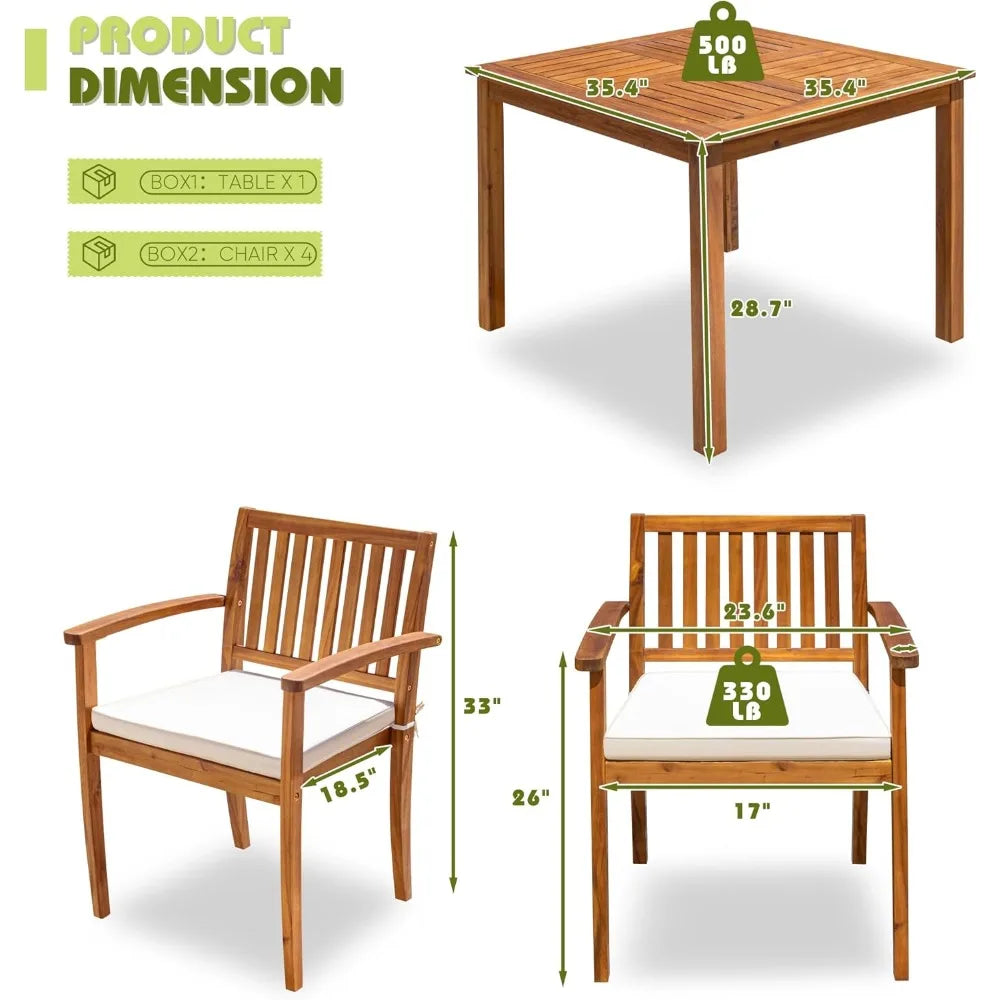 MKDKHign-concerned Acacia Wood Outdoor Dining Set Cushions