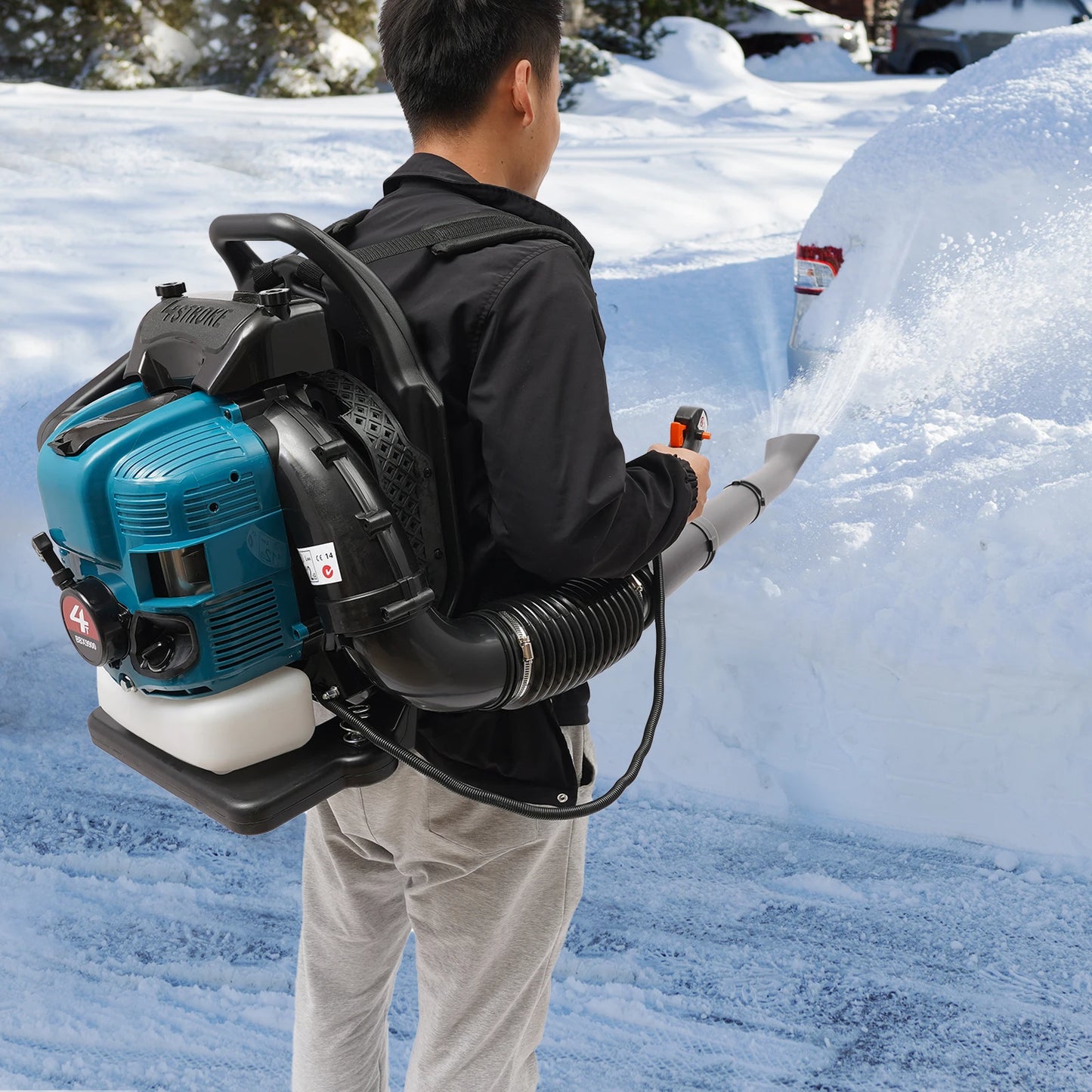 Bymaocar Gas Leaf Blower Backpack 4 Stroke Engine BBX9900