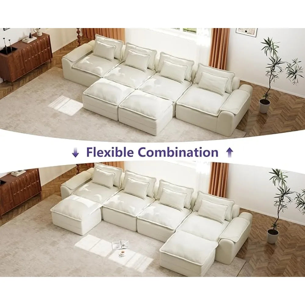 HUANZHUANG Cloud Modular Sectional Sofa U Shaped 4 Seater