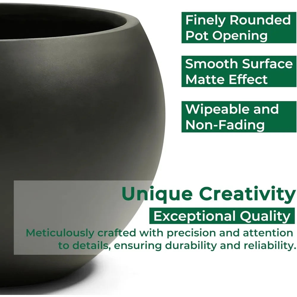 FloraFairy Fiberstone Orb Planter Drainage Hole Weatherproof
