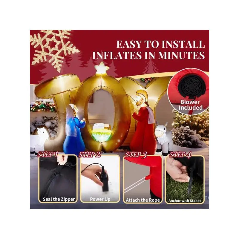 Sichuan Inflatable Nativity Scene JOY Sign Lighted Yard Decoration