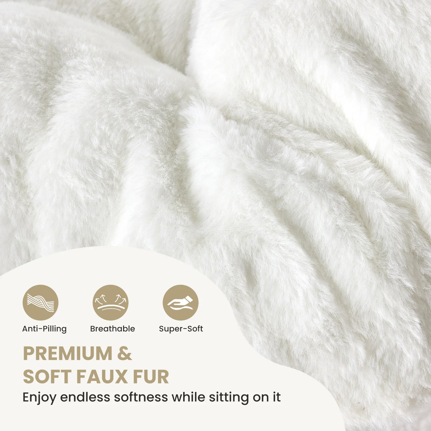 JHK Cozy Faux Fur Saucer Chair Foldable Lounge For Living Room