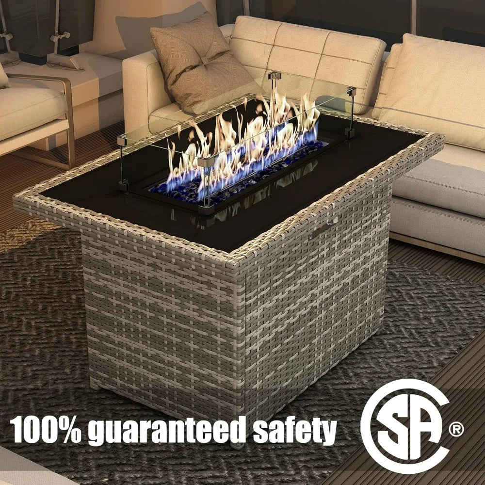 LayinSun Outdoor Propane Gas Fire Pit Glass Wind Guard