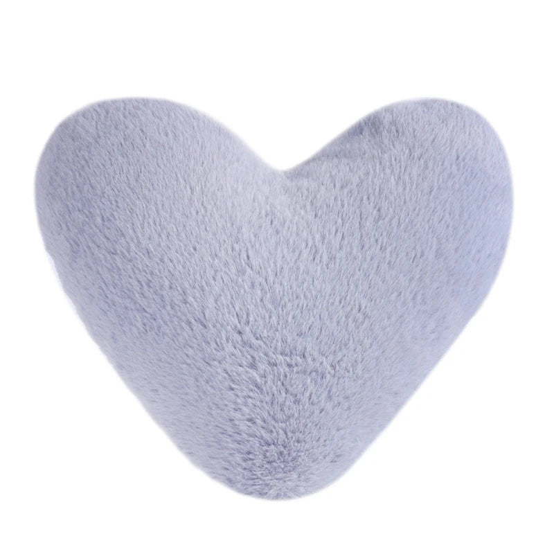Faux Rabbit Fur Heart Pillow Plush Throw Cushion Valentines