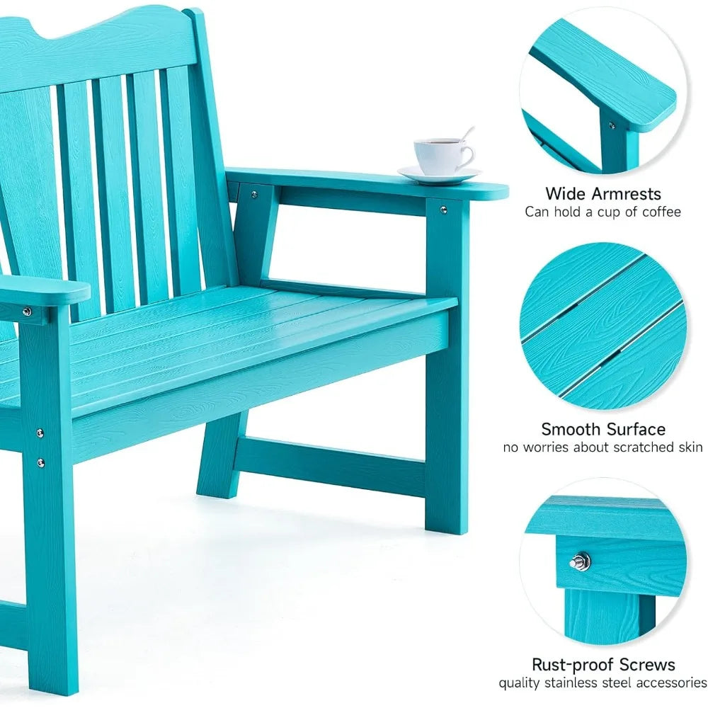 Color Weatherproof Garden Bench With Wide Armrests Durable