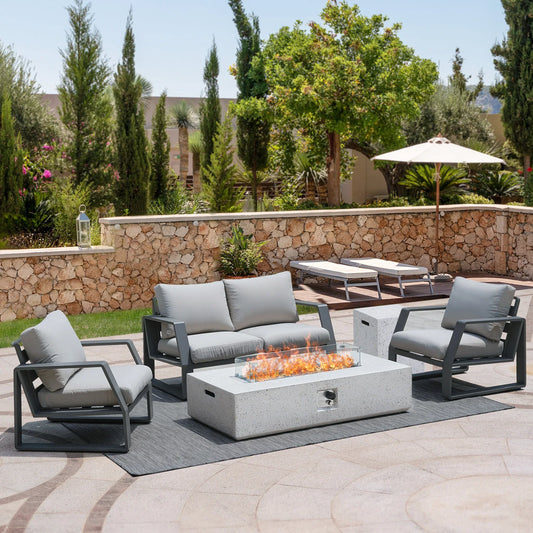Naga Bahna 3 Piece Outdoor Propane Fire Table Set Premium