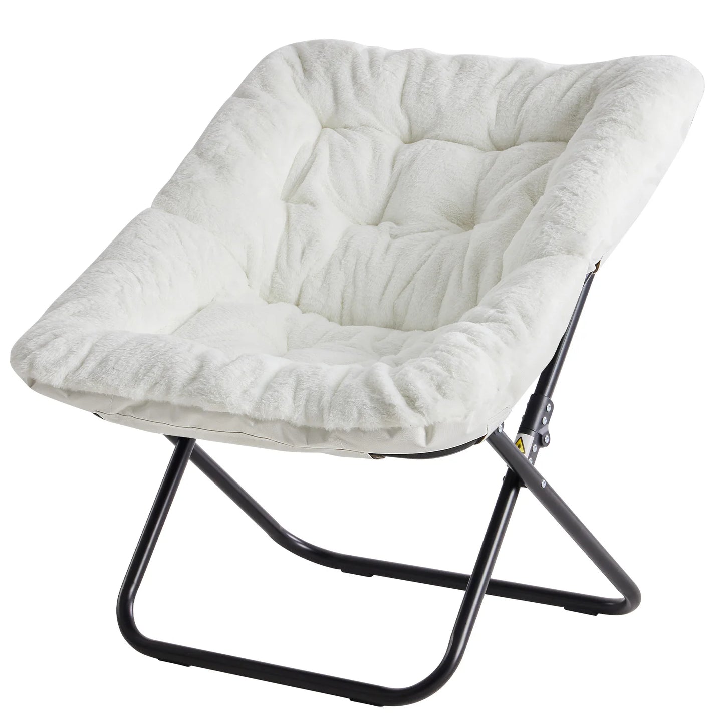 JHK Cozy Faux Fur Saucer Chair Foldable Lounge For Living Room