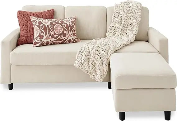 Upholstered Sectional Sofa for Home, Apartment, Dorm, Bonus Room, Compact Spaces w/Chaise Lounge, 3-Seat, L-Shape Design, Rever