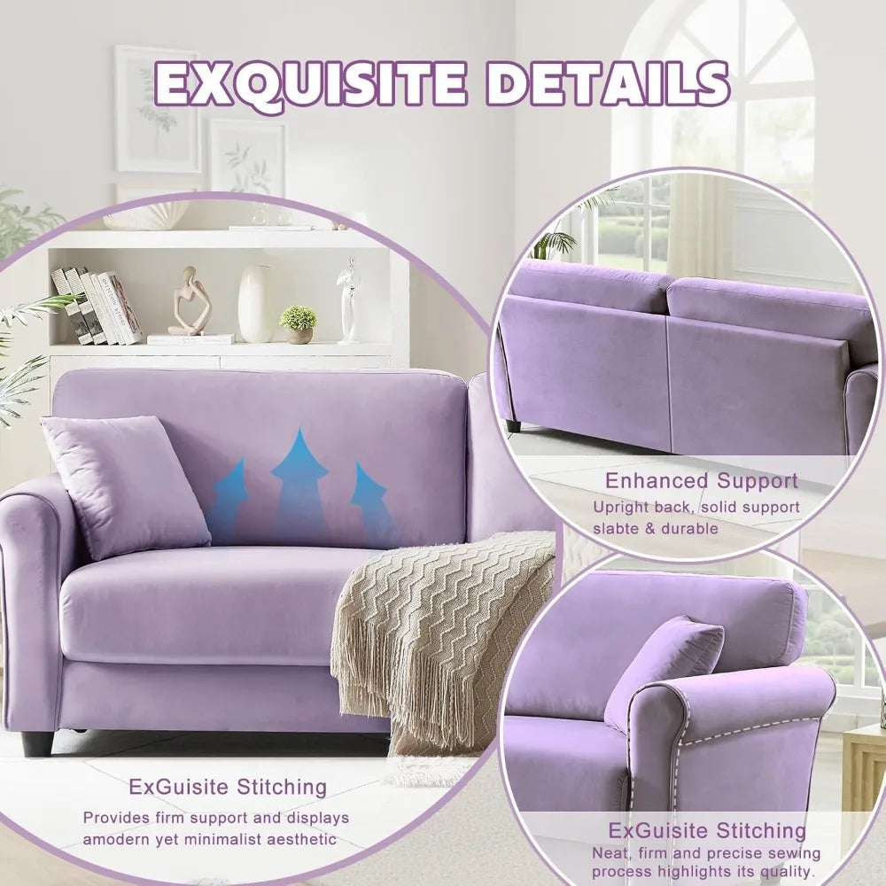 HUANZHUANG Modern Velvet Loveseat Sofa For Living Room