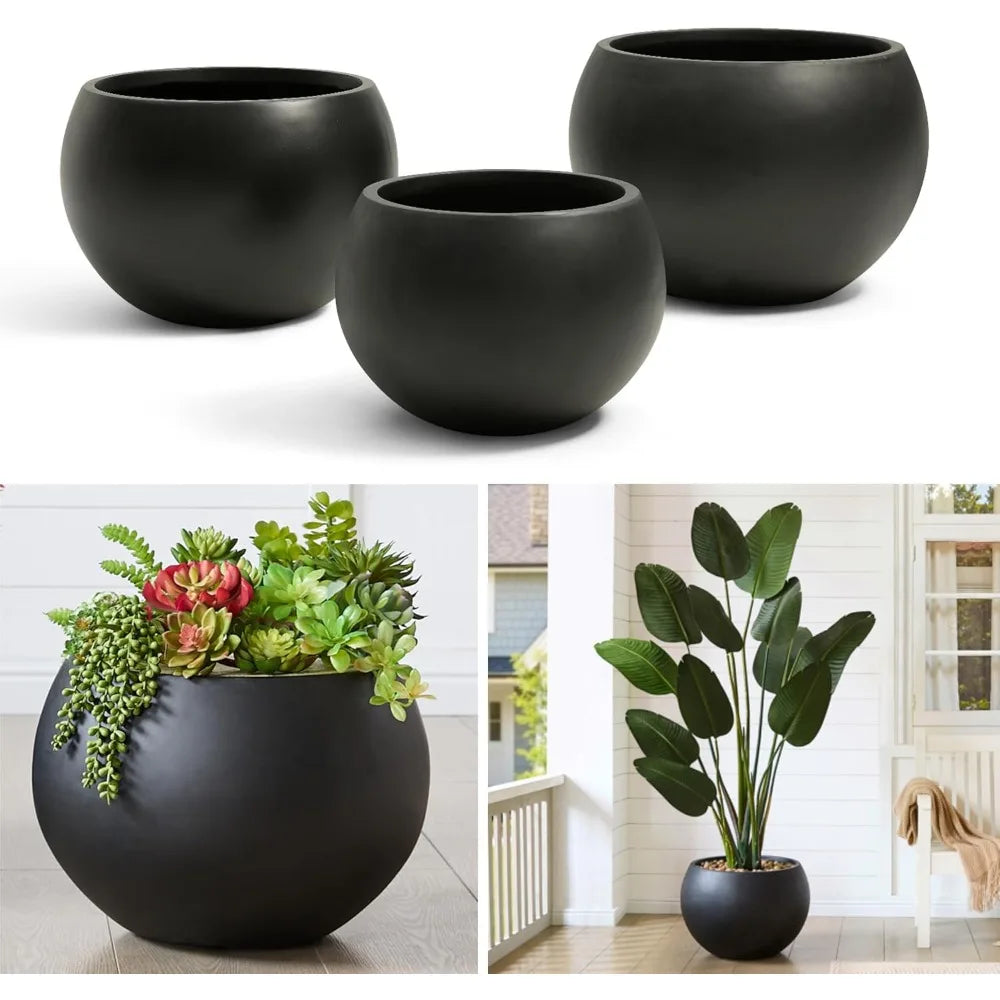 FloraFairy Fiberstone Orb Planter Drainage Hole Weatherproof