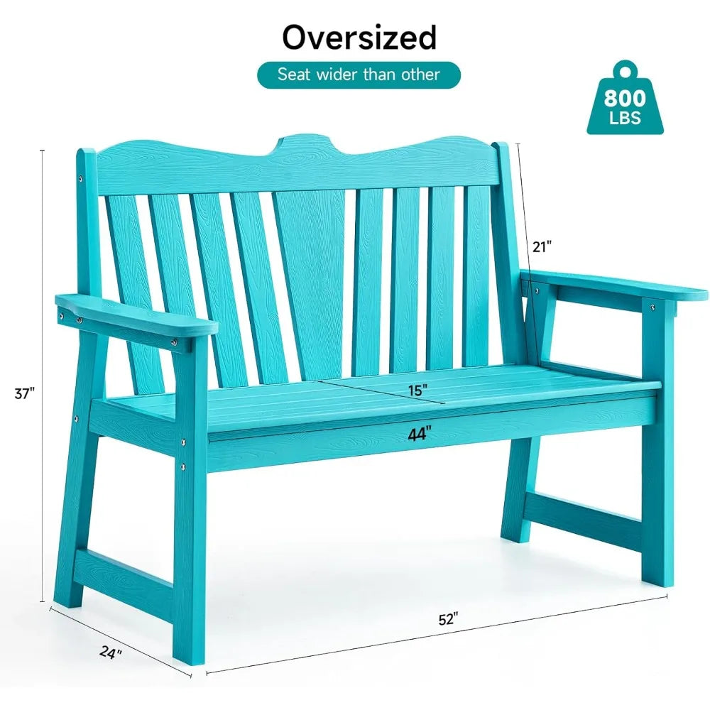 Color Weatherproof Garden Bench With Wide Armrests Durable