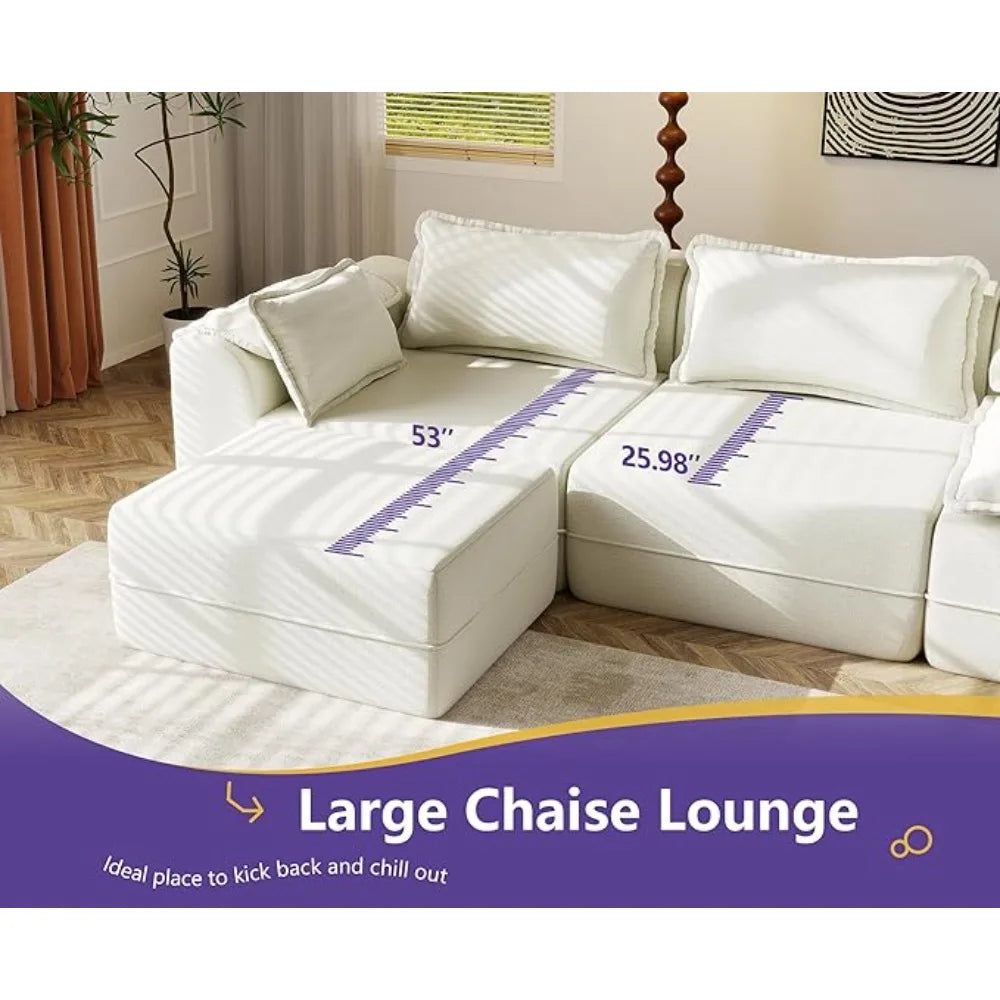 HUANZHUANG Cloud Modular Sectional Sofa U Shaped 4 Seater