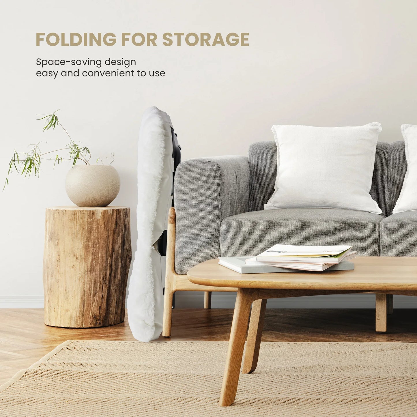 JHK Cozy Faux Fur Saucer Chair Foldable Lounge For Living Room