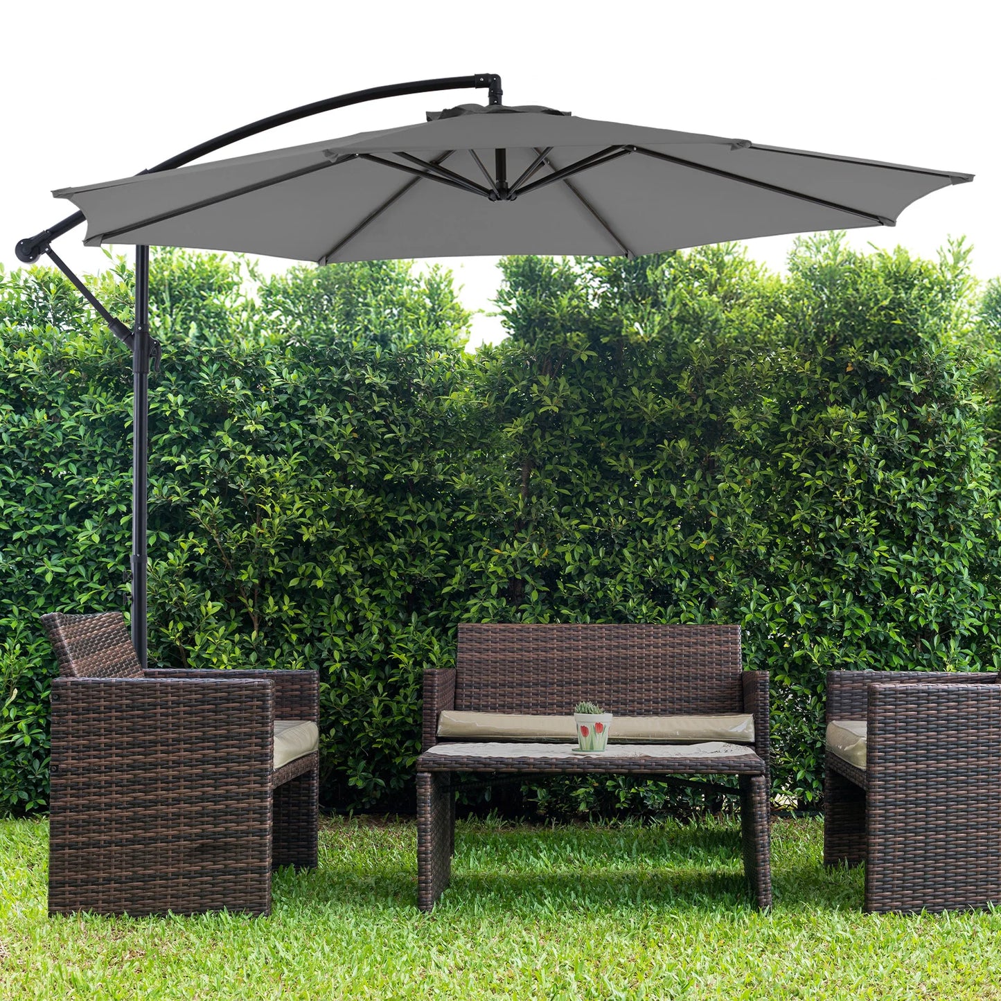 JHK Outdoor Cantilever Patio Umbrella With Easy Tilt
