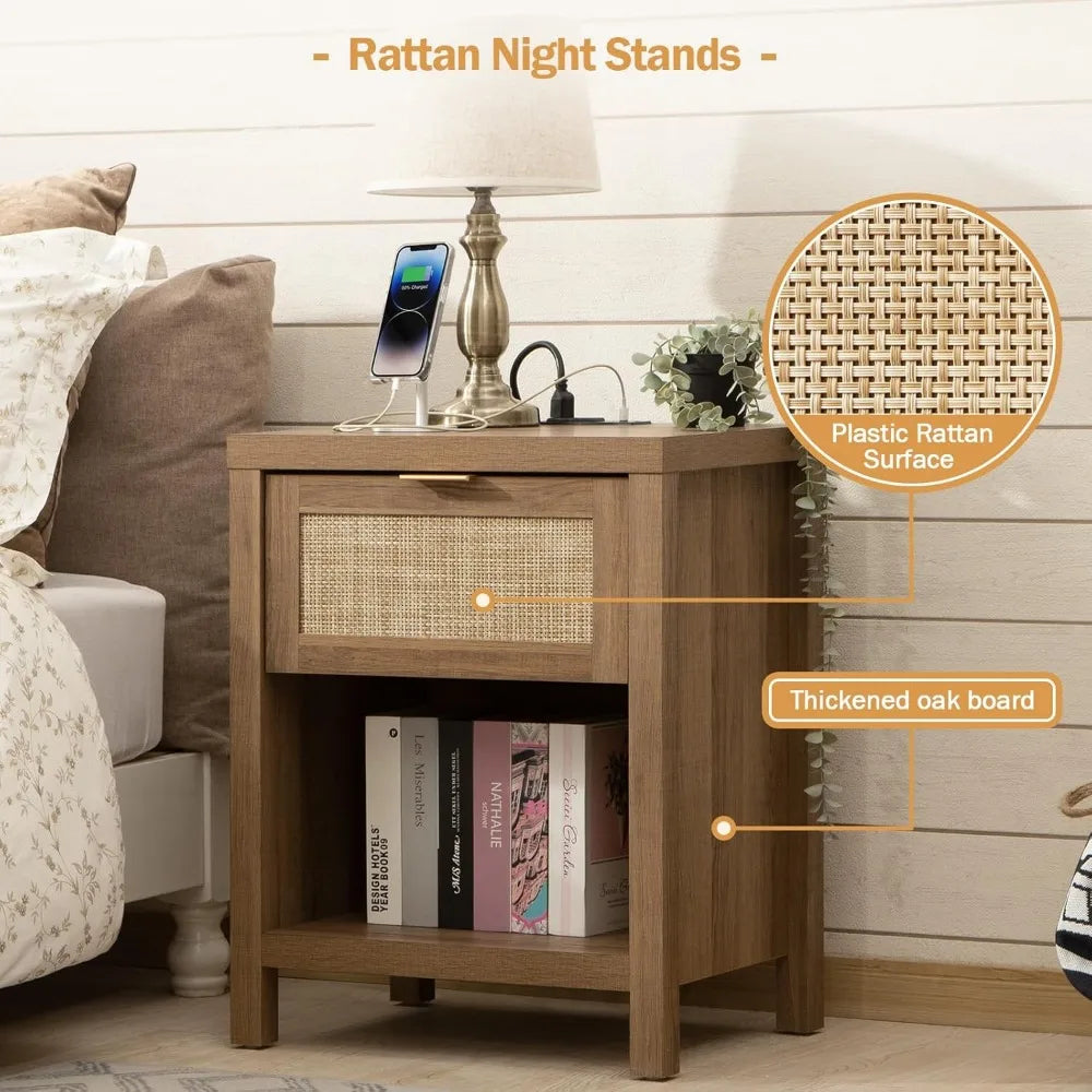 MKDK Nightstands With Charging Station USB Type C Ports