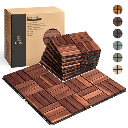 Acacia Wood Deck Tiles Outdoor Waterproof Flooring