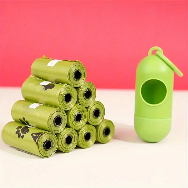 Biodegradable Pet Waste Bags  - Extra Thick Poop Bags for Dogs & Cats, Portable Roll with Dispenser, Eco-Friendly & Lea