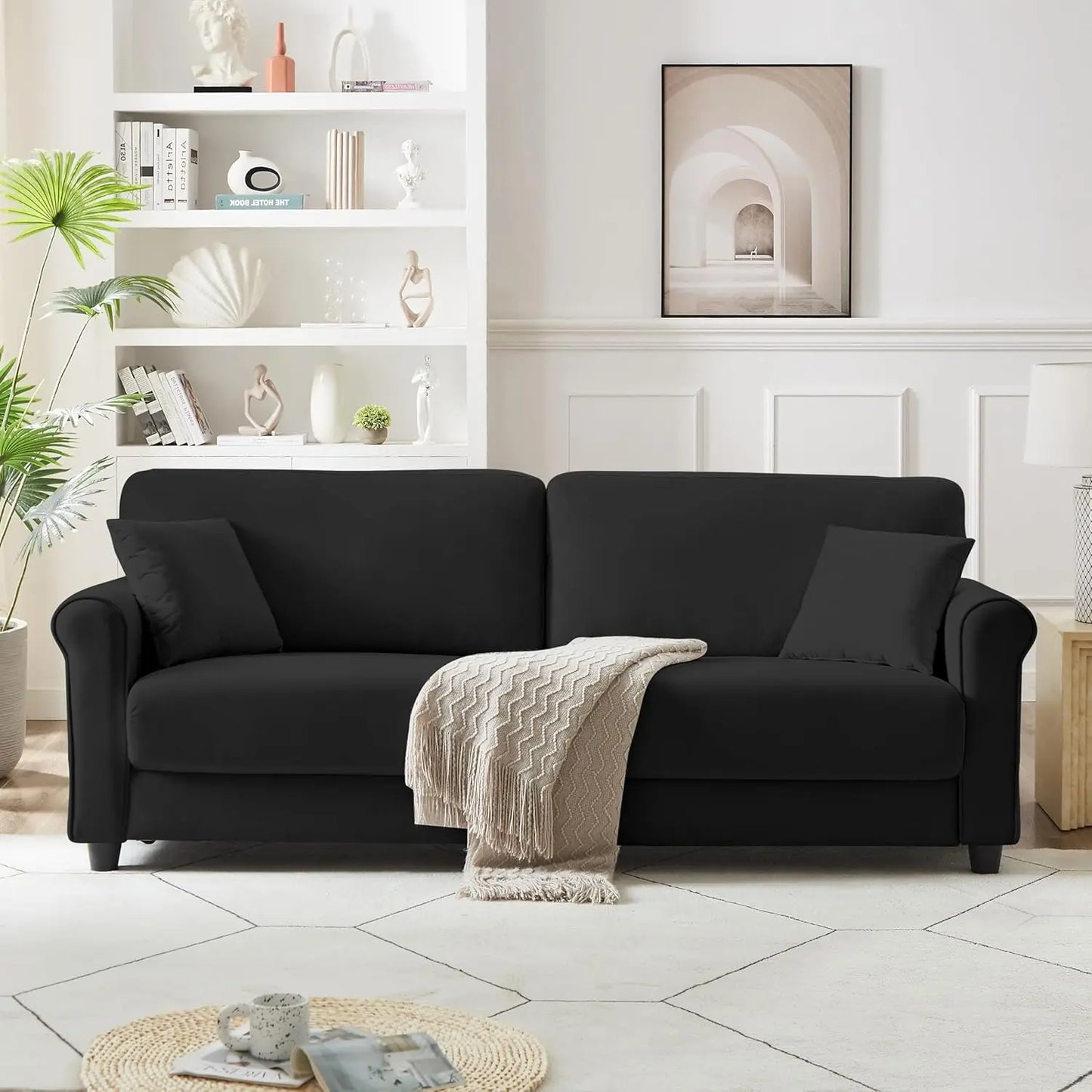 HUANZHUANG Modern Velvet Loveseat Sofa For Living Room