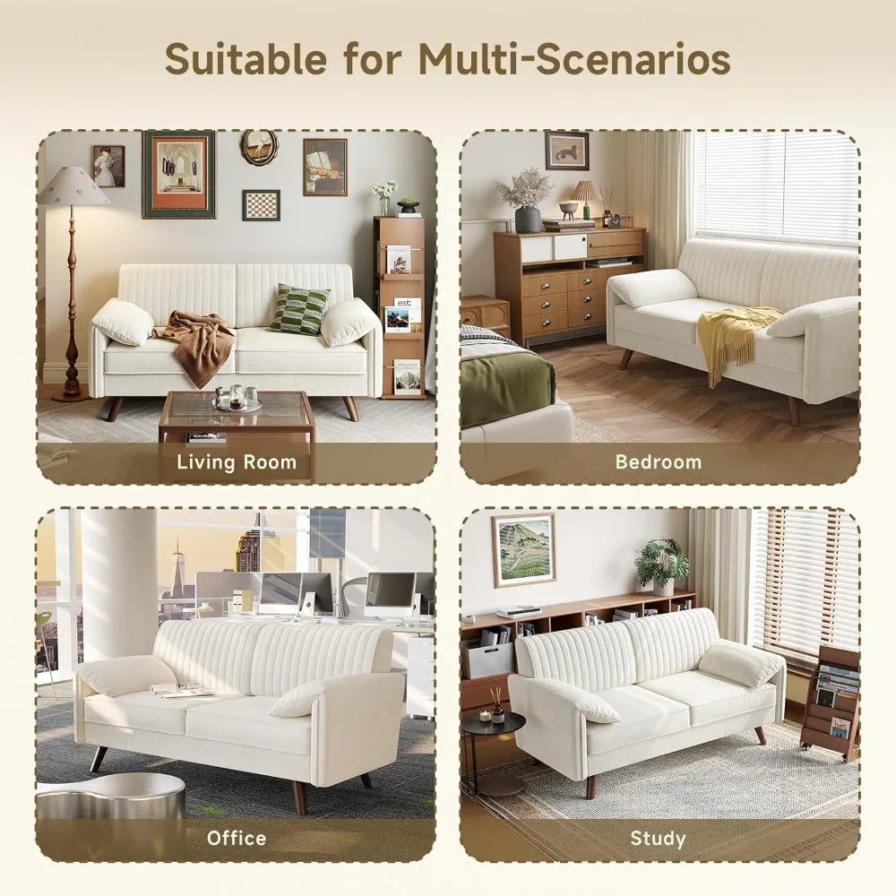 Chenille Loveseat Sofa Modern Small Couch For Living Room