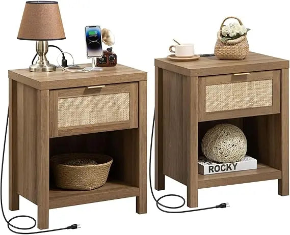 MKDK Nightstands With Charging Station USB Type C Ports