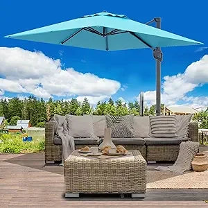 Heavy Duty Cantilever Patio Umbrella With Solar LED Lights
