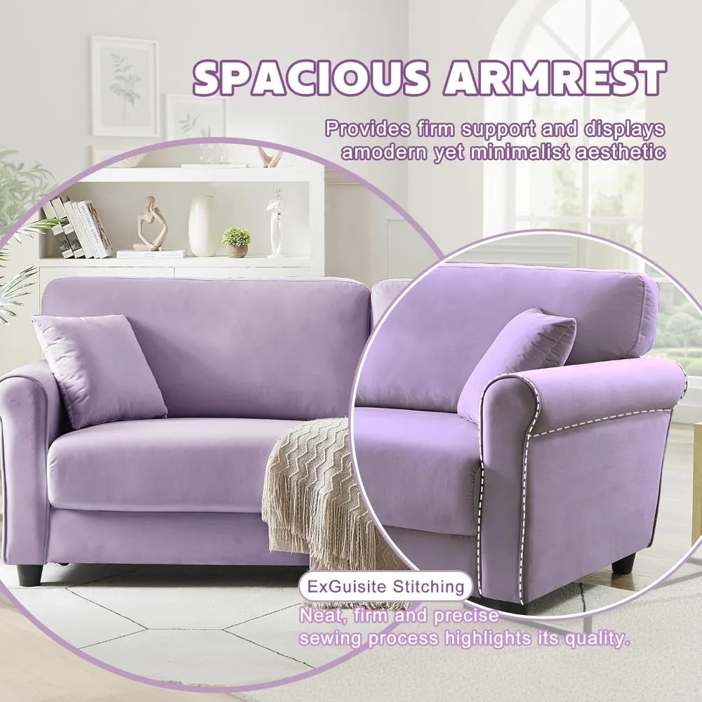 HUANZHUANG Modern Velvet Loveseat Sofa For Living Room