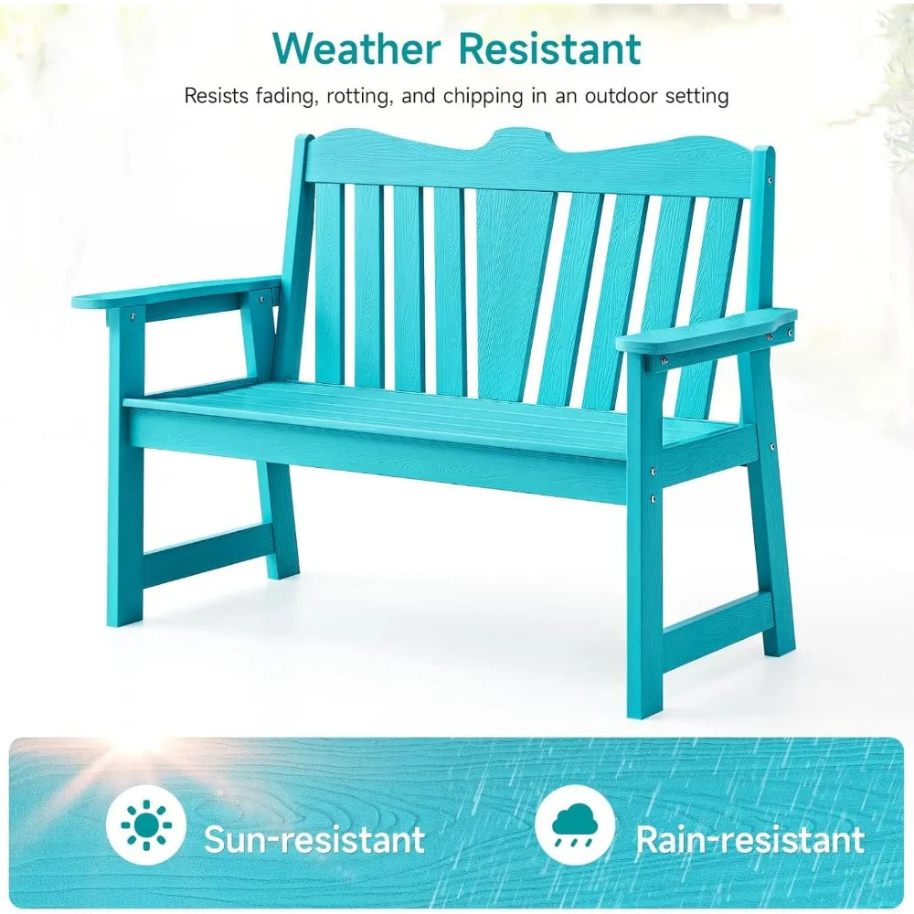 Color Weatherproof Garden Bench With Wide Armrests Durable
