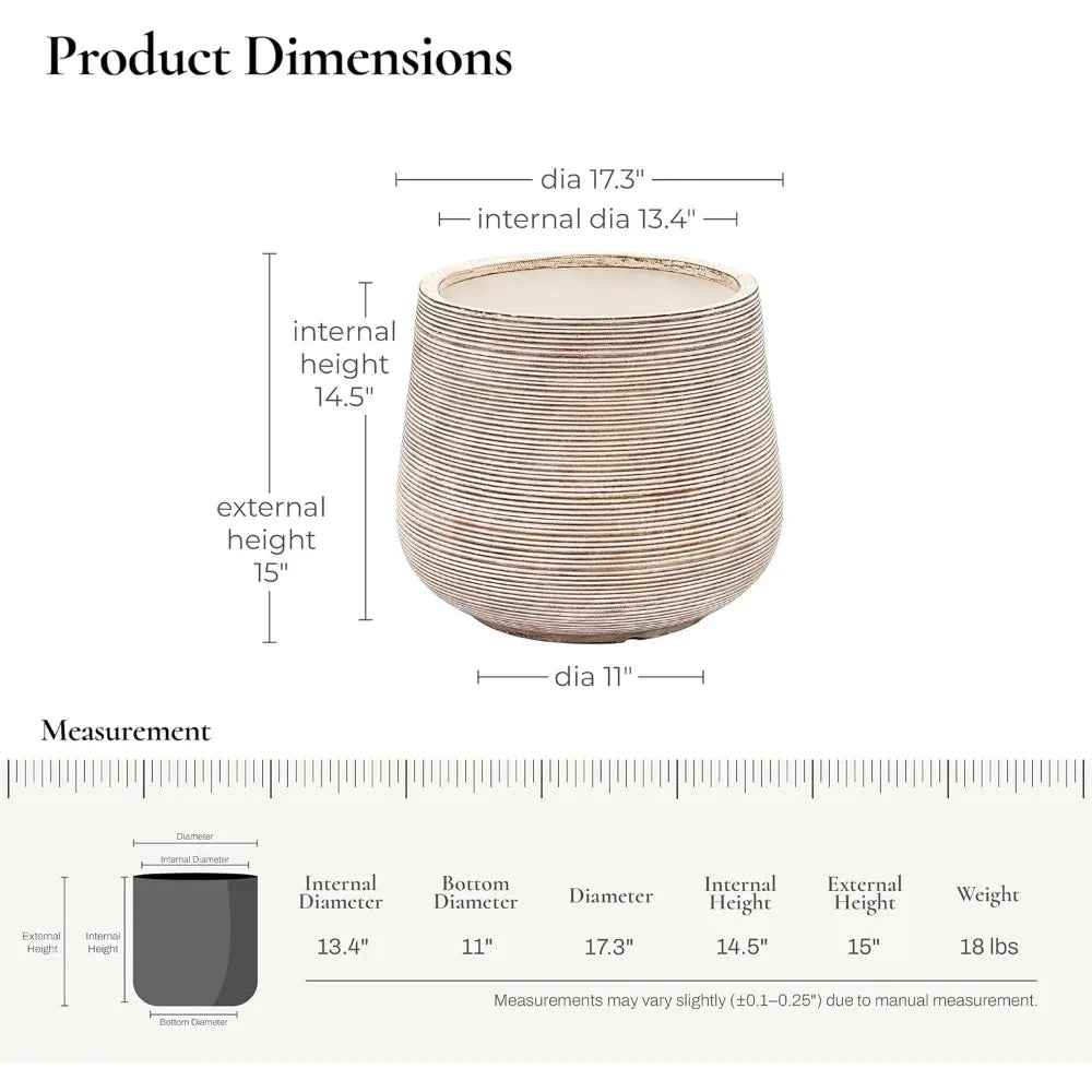 Luxenhome Distressed Round Plant Pot Indoor Outdoor